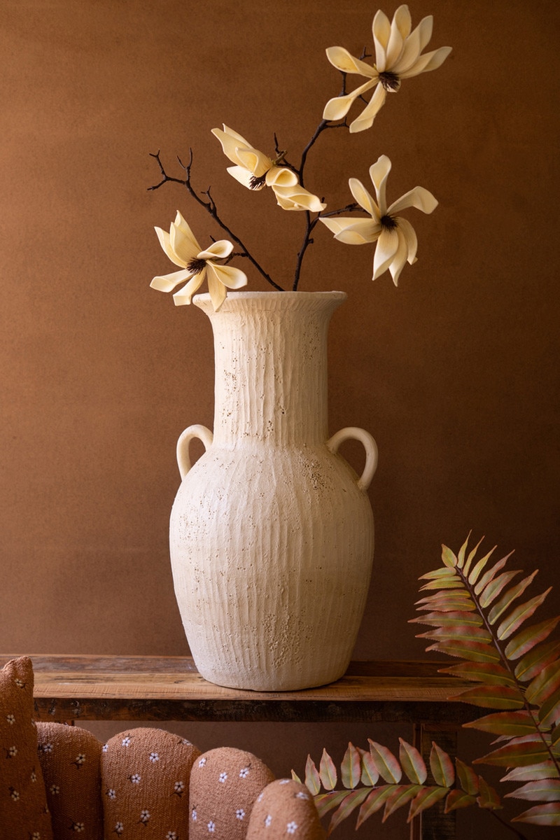 CMAY1091 14 x 26 in. Stone Composite Urn with Two Handles, Beige