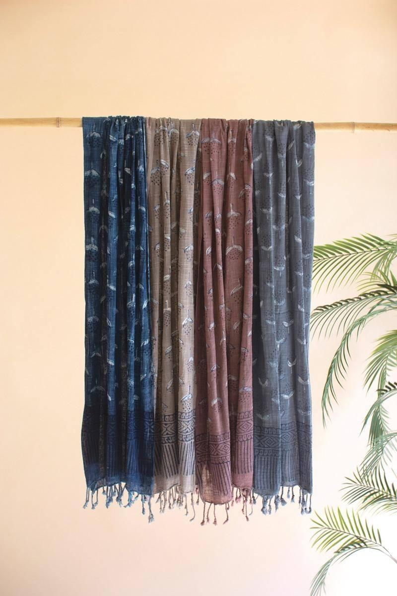 NKRT1001 72 in. Block-Printed Scarves, Multi Color