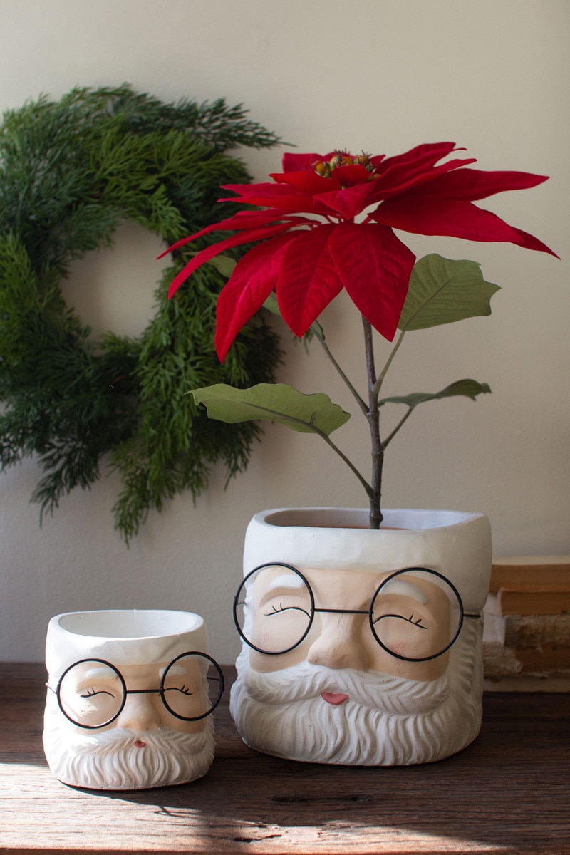 CHU1041K 6.75 x 7.5 x 6.5 in. Concrete Santa Planters, Multi Color