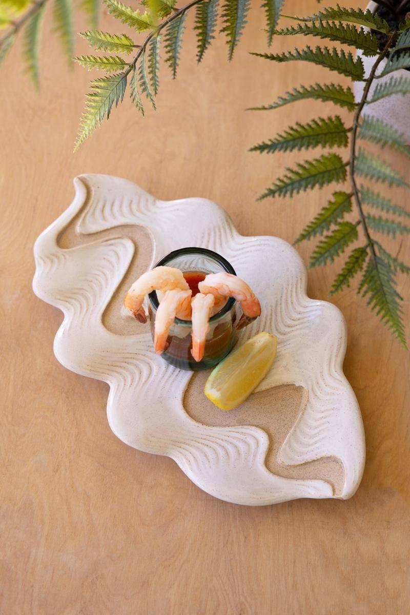 CDV2348 12 in. Ceramic Clam Platter, White