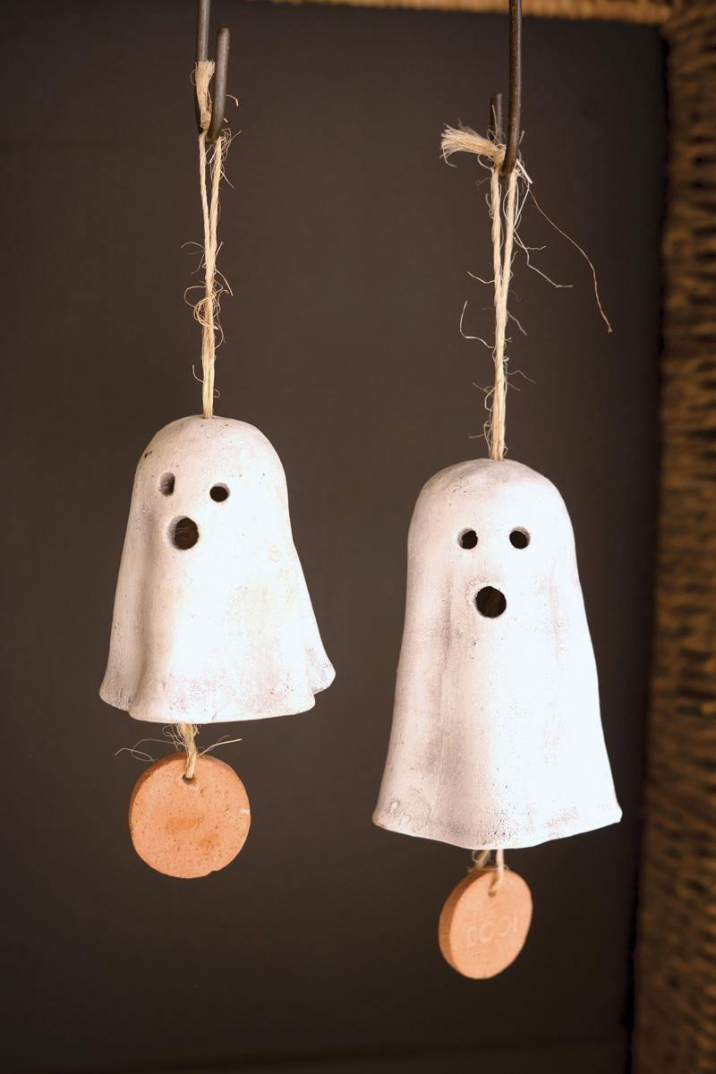 Picture of Kalalou H4564 Clay Hanging Ghost Chimes&#44; Multi Color