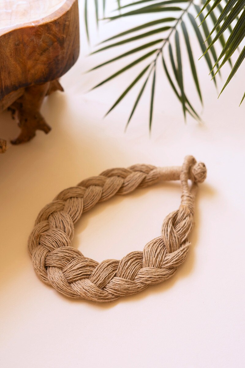 NBB1016K 20 in. Natural Jute Braided Necklace, Tan