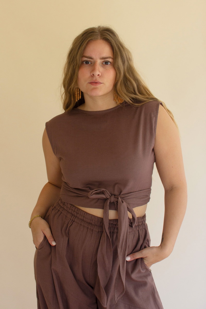 NELL1072K Convertible Wrap Blouse, Mulberry - One Size