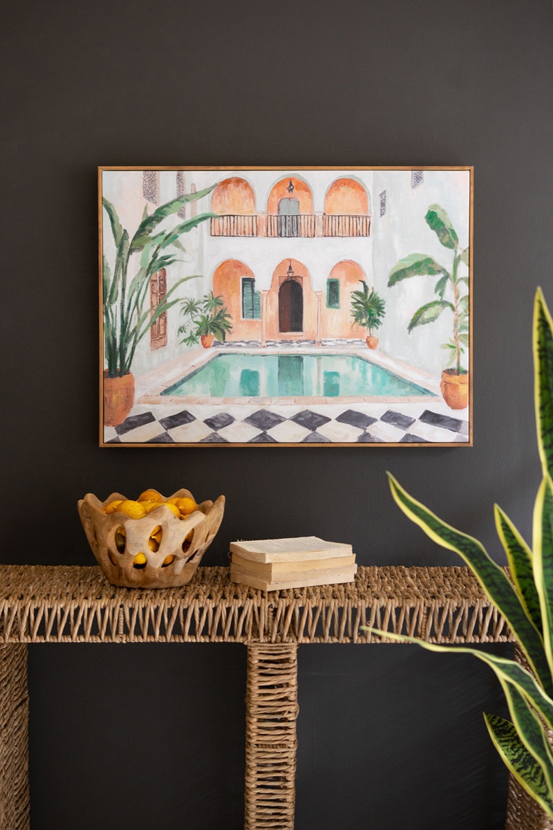 CSUN1014 31.5 x 2 x 24 in. Framed Moroccan Hotel Painting, Multi Color
