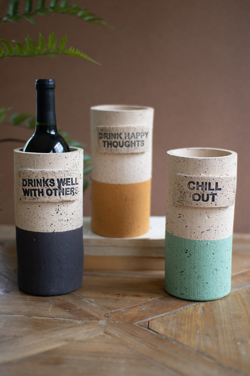 Picture of Kalalou H4557 3.25 x 8 in. Dipped Terracotta Wine Coolers, Multi Color