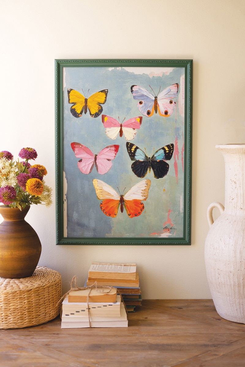 CAR1812 22 x 1 x 30 in. Framed Butterfly Painting, Multi Color
