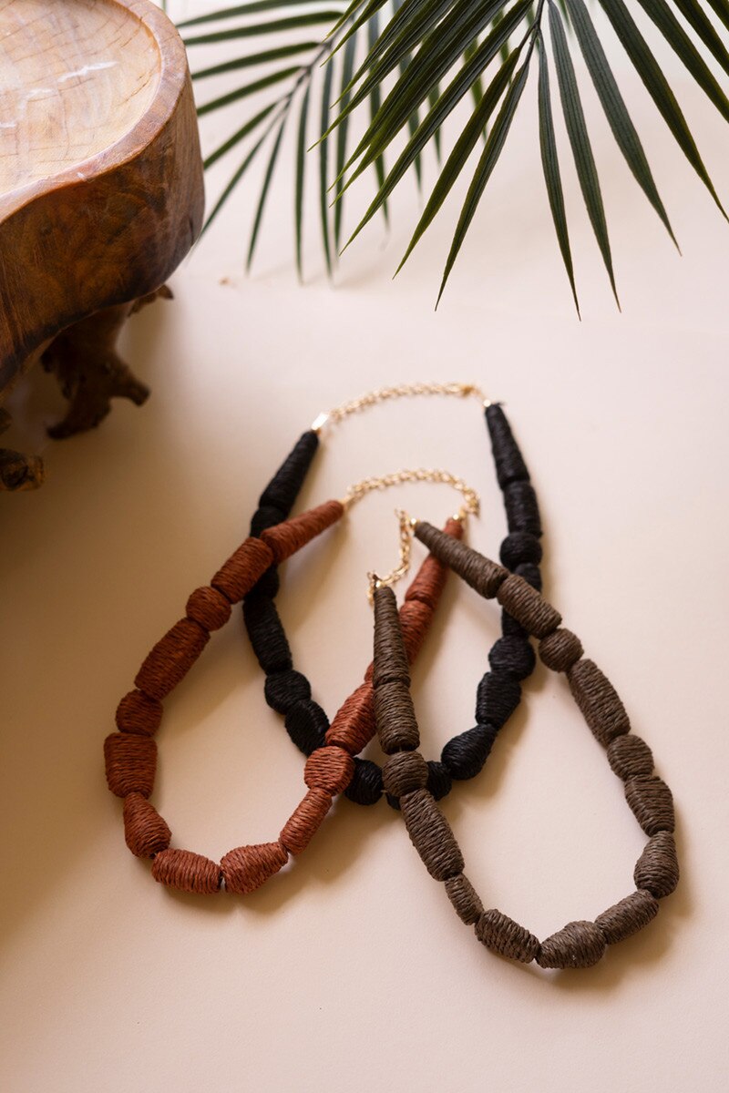 NGRA1170 Raffia Necklaces, Multi Color