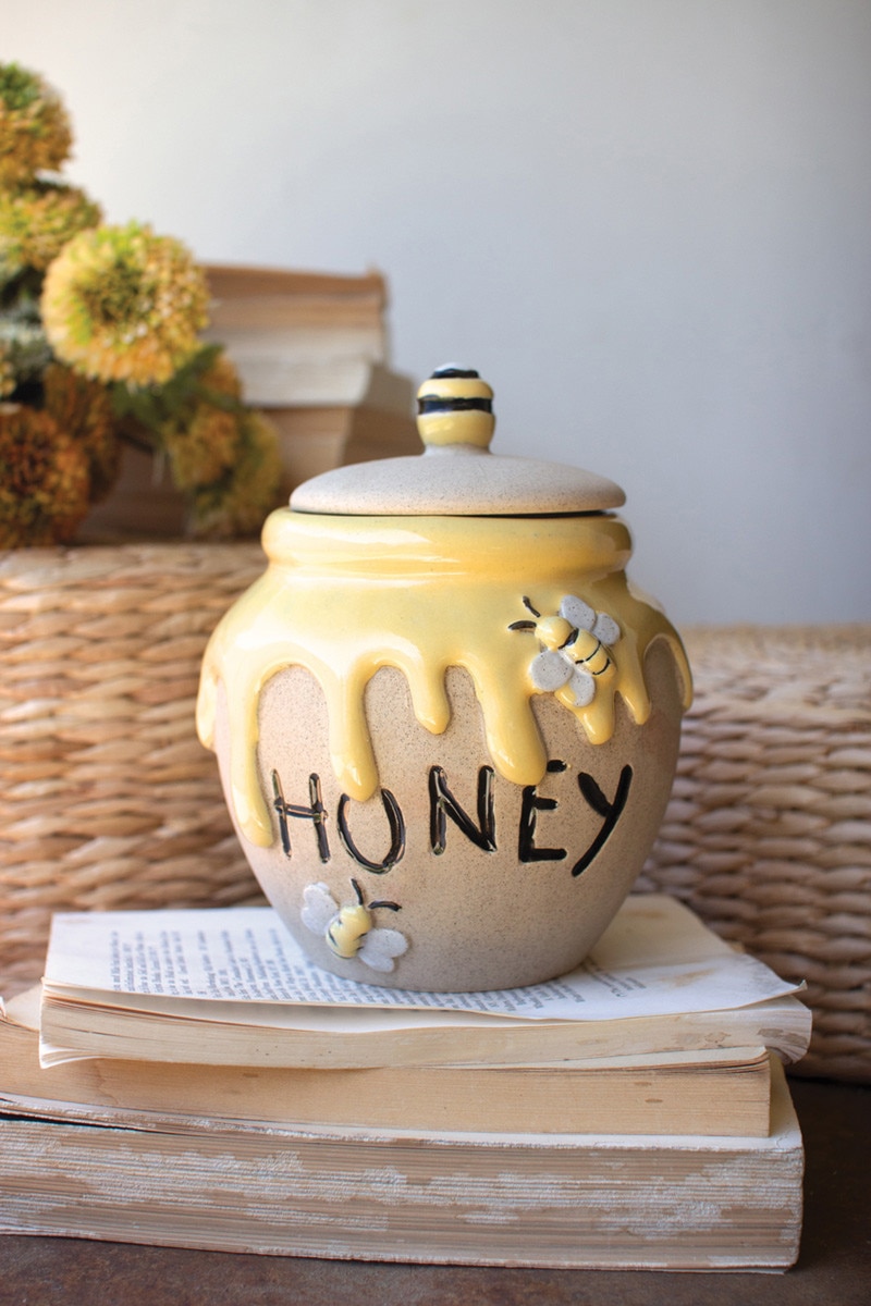 Picture of Kalalou CDV2345K 6.5 x 8 in. Ceramic Honey Jar, Multi Color