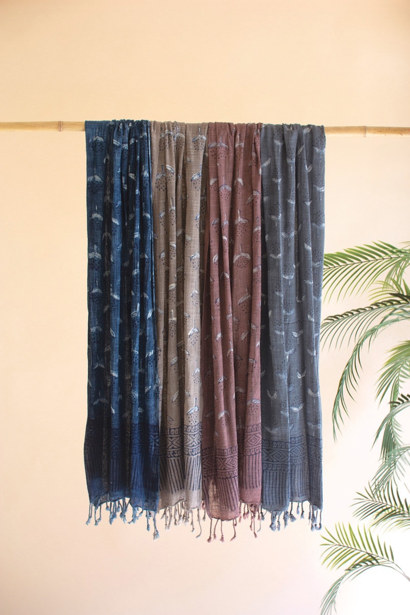 NKRT1001K 72 x 19.5 in. Block-Printed Scarves, Multi Color