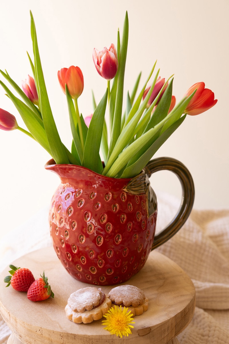 Picture of Kalalou CDV2341K 4.25 x 3.5 x 6 in. Ceramic Strawberry Pitcher&#44; Red & Green