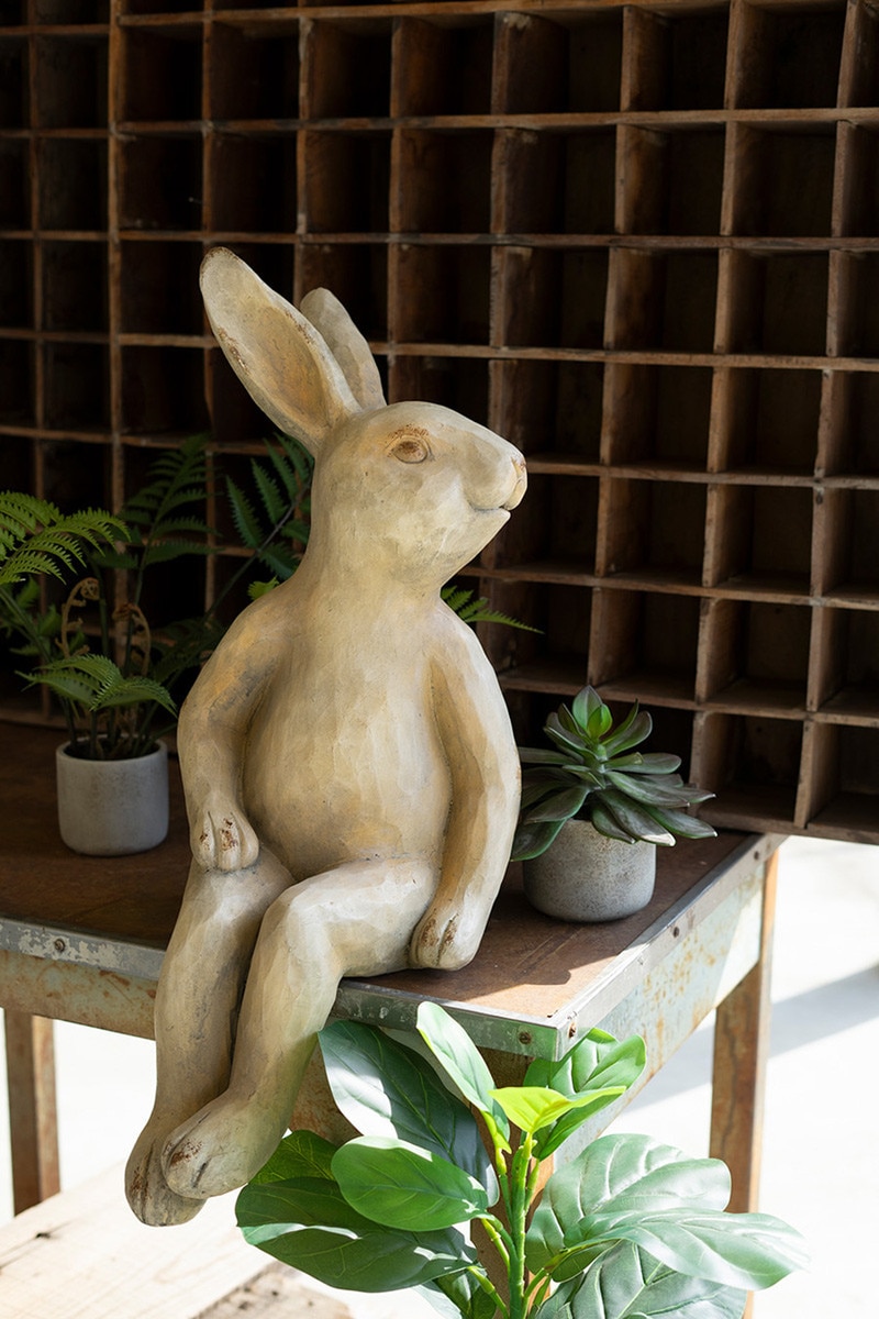CHE1531 Faux Concrete Rabbit Shelf Sitter, Multi Color