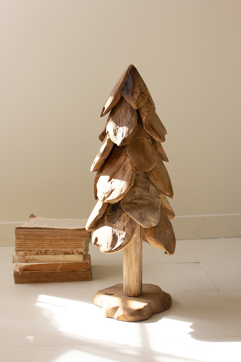 DWA1034 Rustic Teak Christmas Tree, Brown - Small