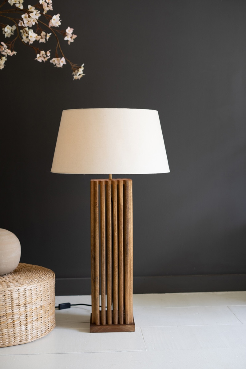 NAN1013X Wooden Spindles Table Lamp with Fabric Shade, Brown