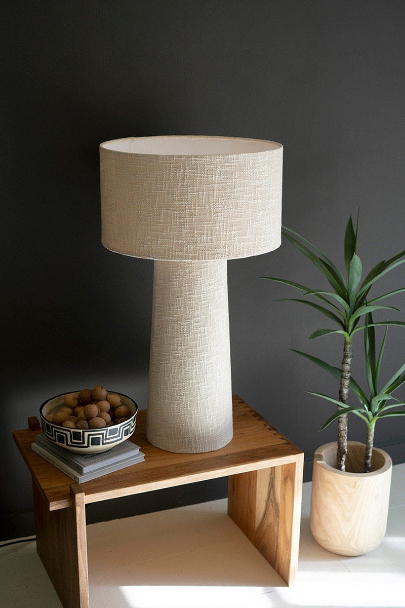 NNL2741 Boucle Fabric Table Lamp with Shade, White