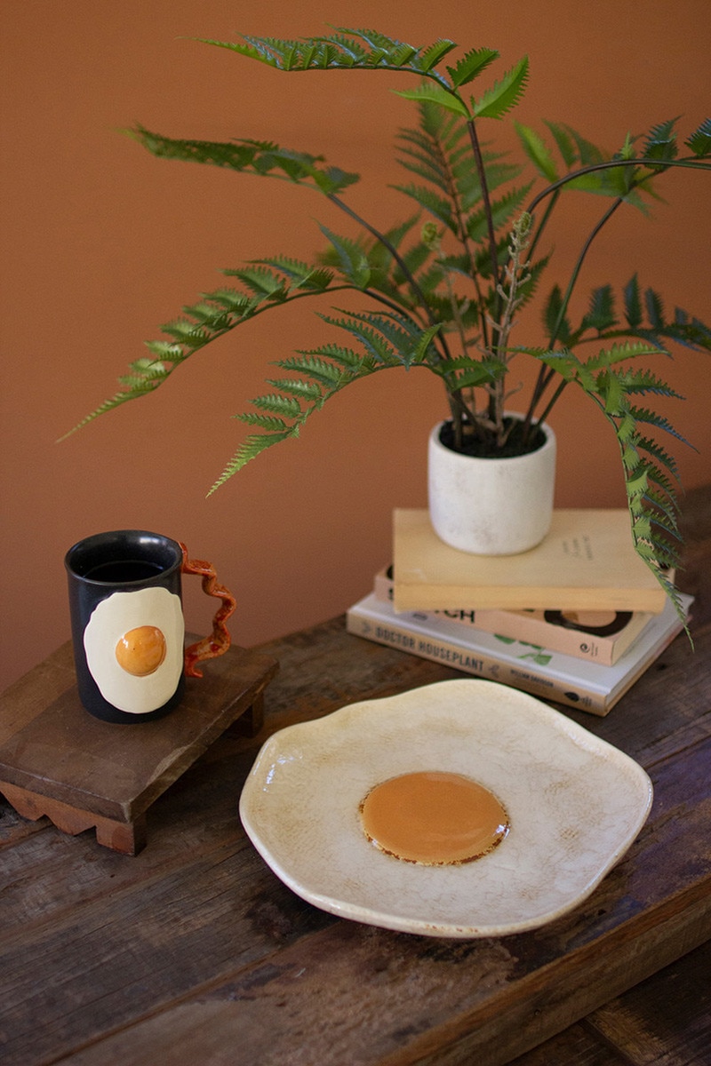 CDV2286K Ceramic Fried Egg Platter, Multi Color