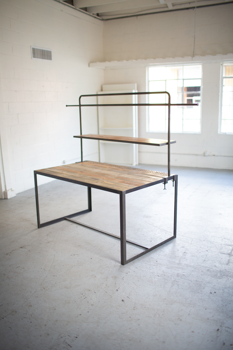 CQ7425 60 x 36 x 30 in. Iron & Recycled Wood Display Table