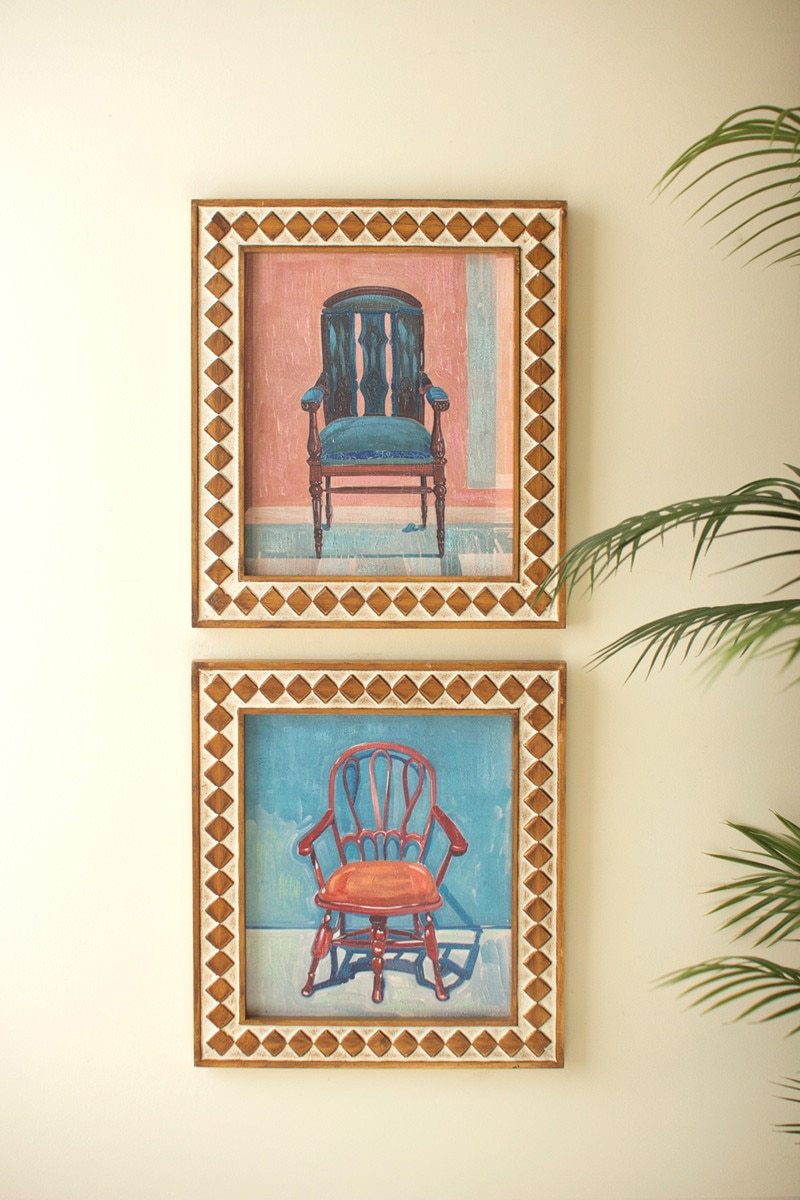 CAW1025 Framed Chair Paintings, Multi Color - Set of 2