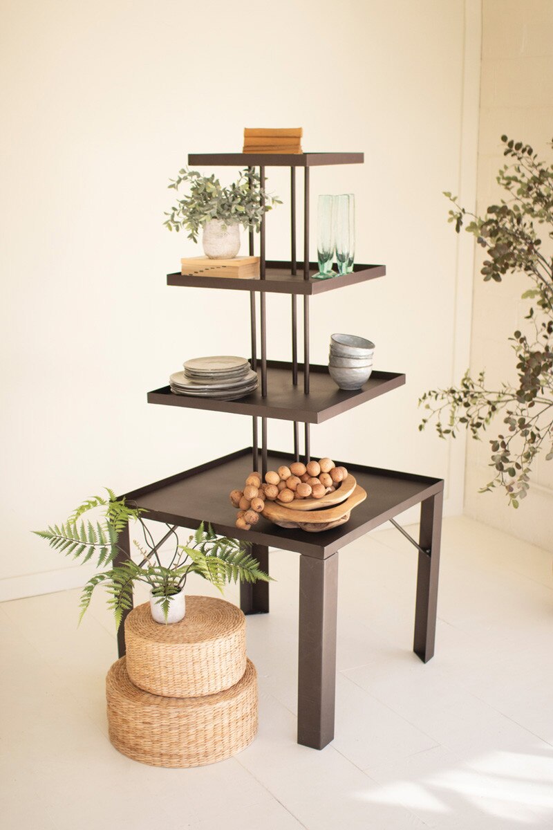 CBB1270 Four-Tiered Square Metal Store Display - Brown