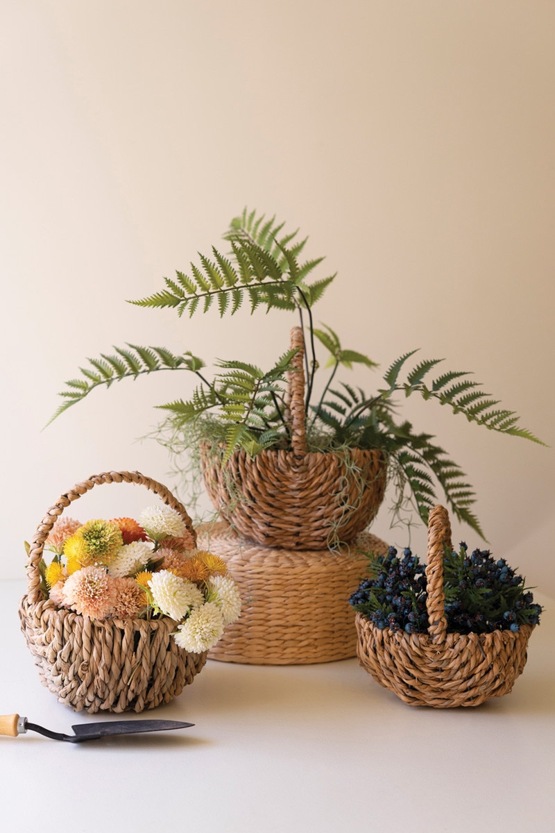 CCHA1120 Woven Seagrass Baskets with Handles, Brown