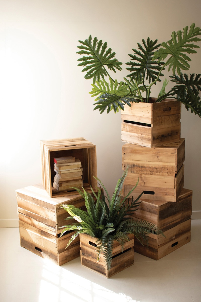 CCHA1129 Recycled Pine Display Cubes Set, Brown