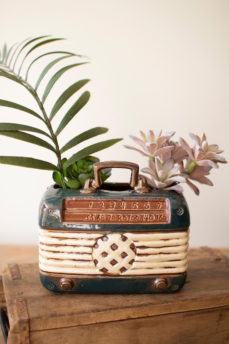 CDV2355 Ceramic Vintage Radio Vase, Multi Color