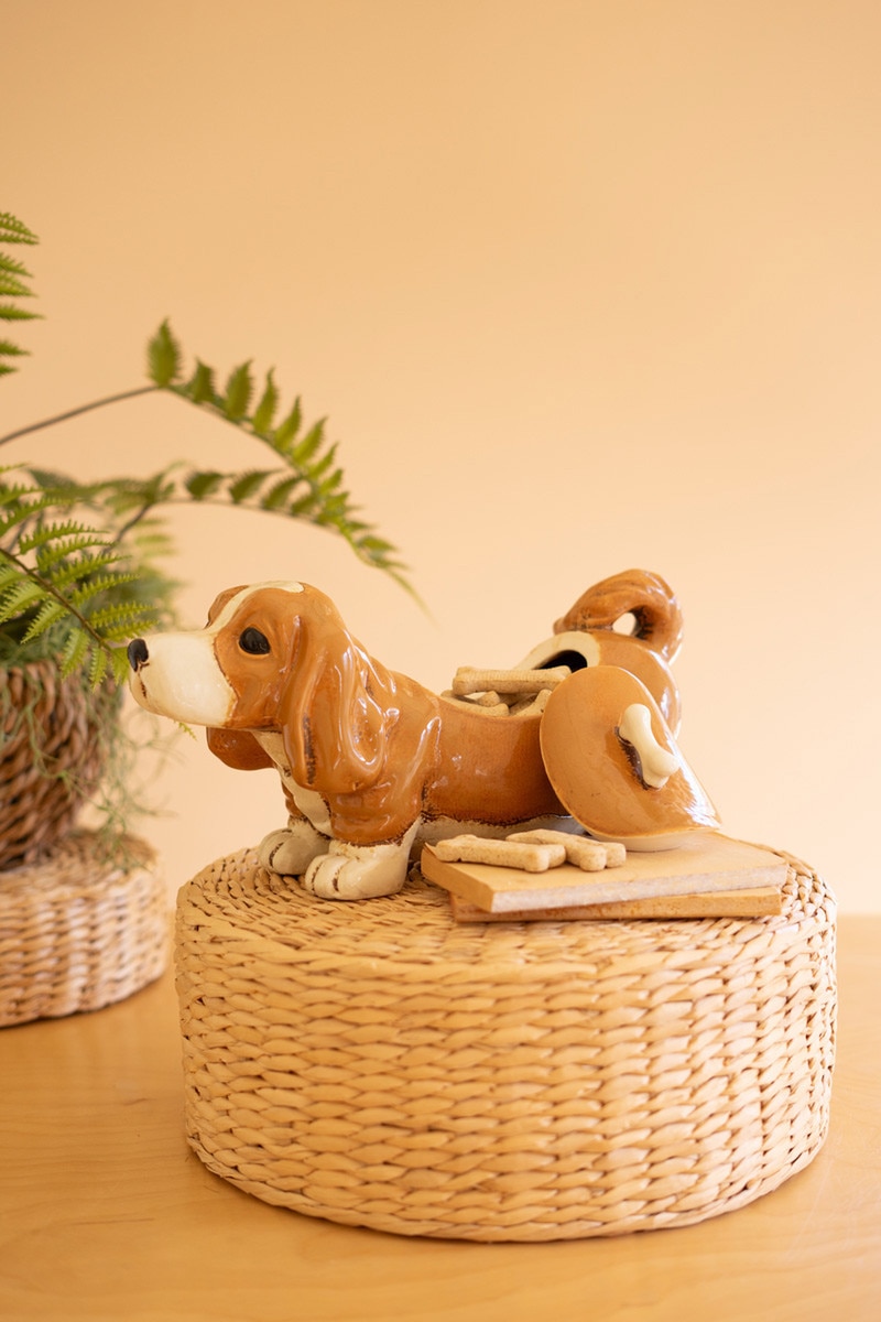 CDV2356 Ceramic Basset Hound Canister, Multi Color