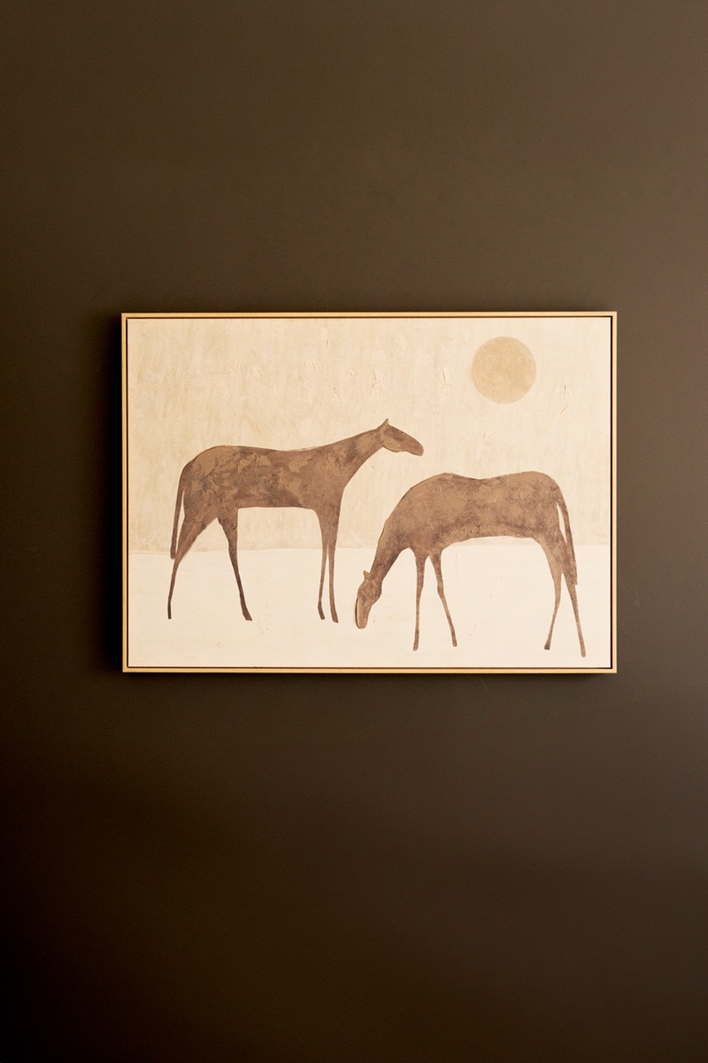 CGUA1004 43 x 2 x 31.5 in. Framed Two Horses with Sun Paintings - Multi Color