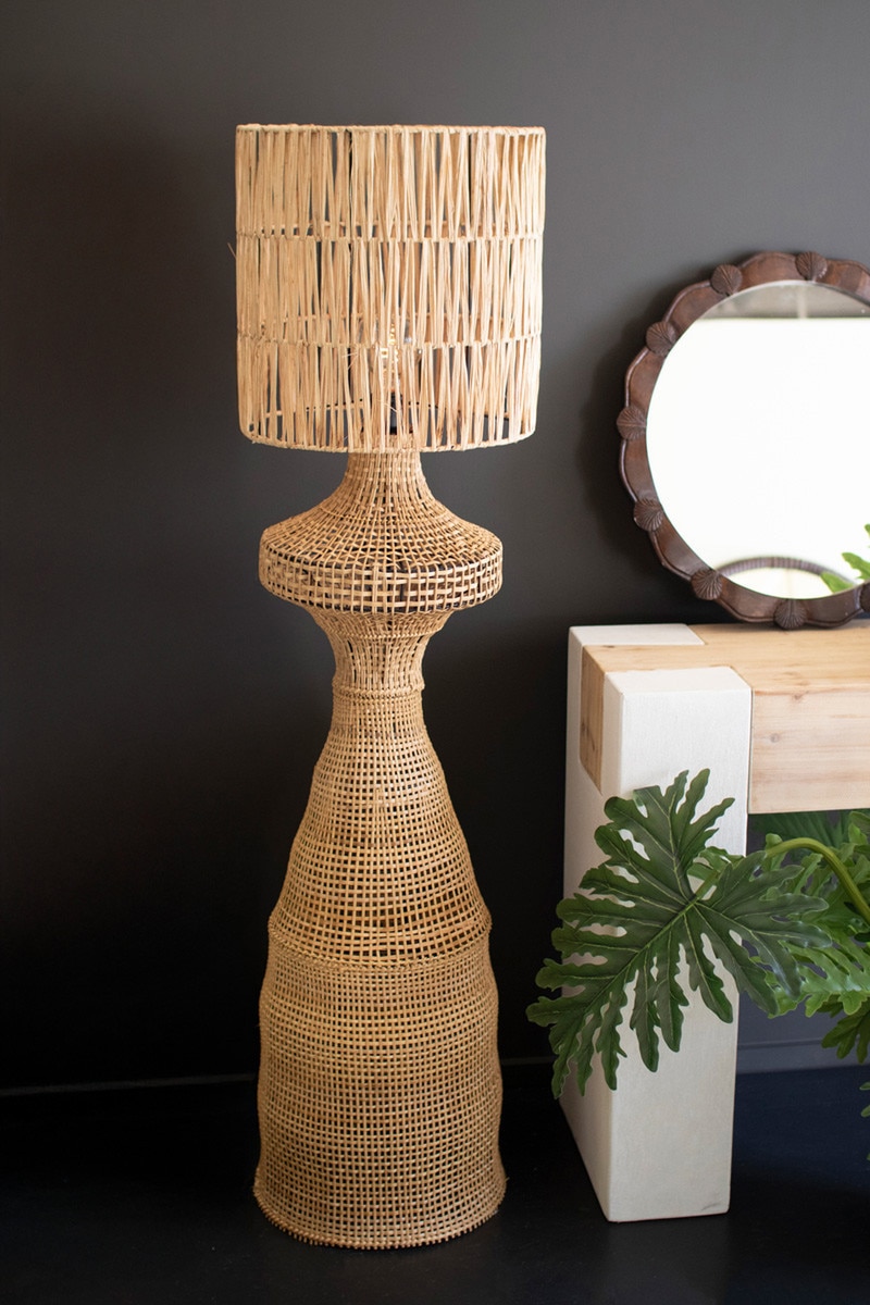 CHR1091 Rattan Floor Lamp with Shade - Tan