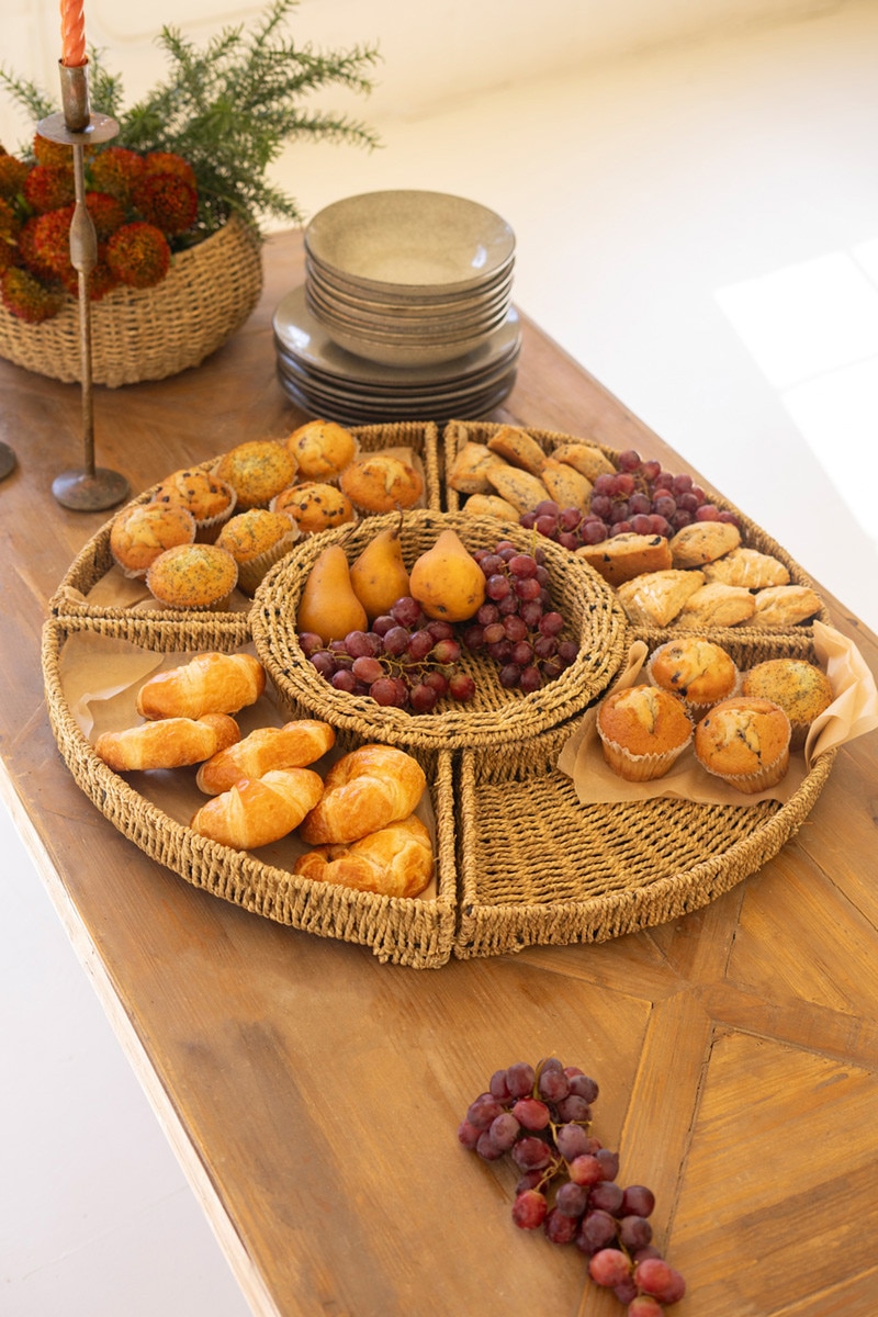 Picture of Kalalou CHUY1063 28 x 4 in. Woven Vine Round Serving Set, Brown - Large