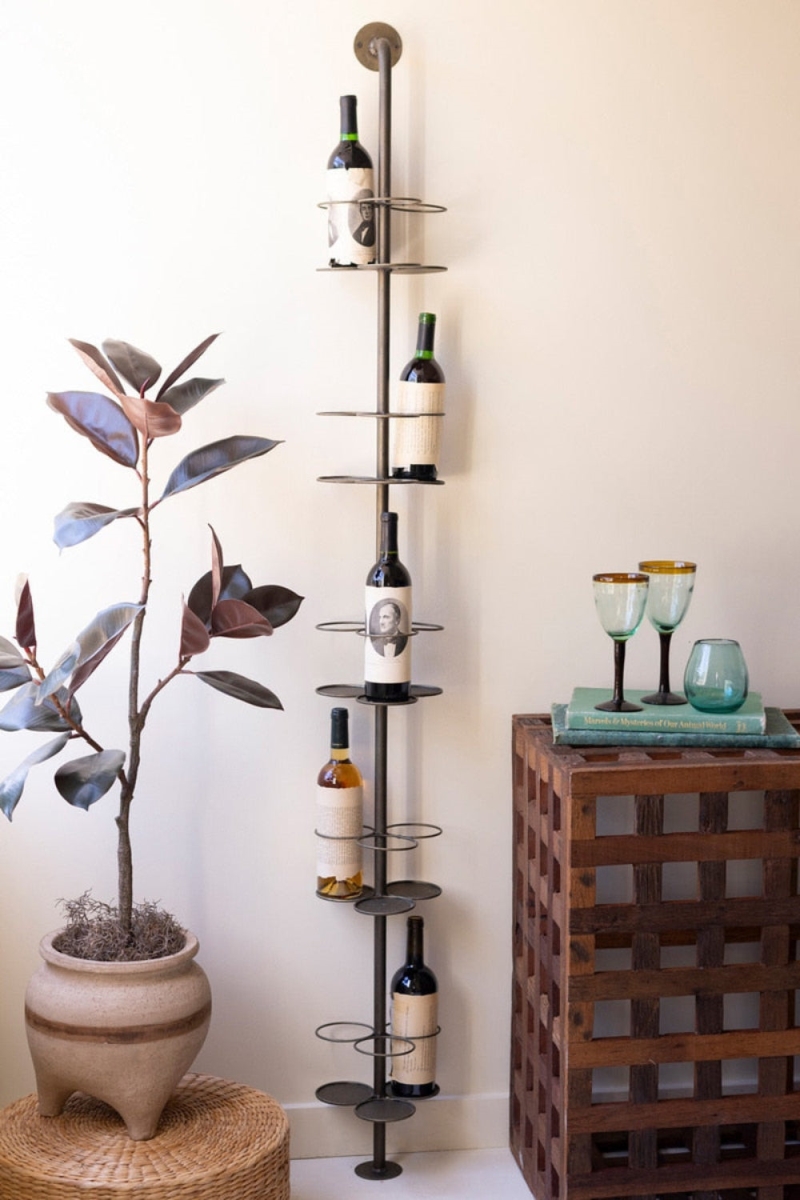 CLL2904 75 in. Wall-Mounted Metal Wine Rack, Vertical Design, Gray