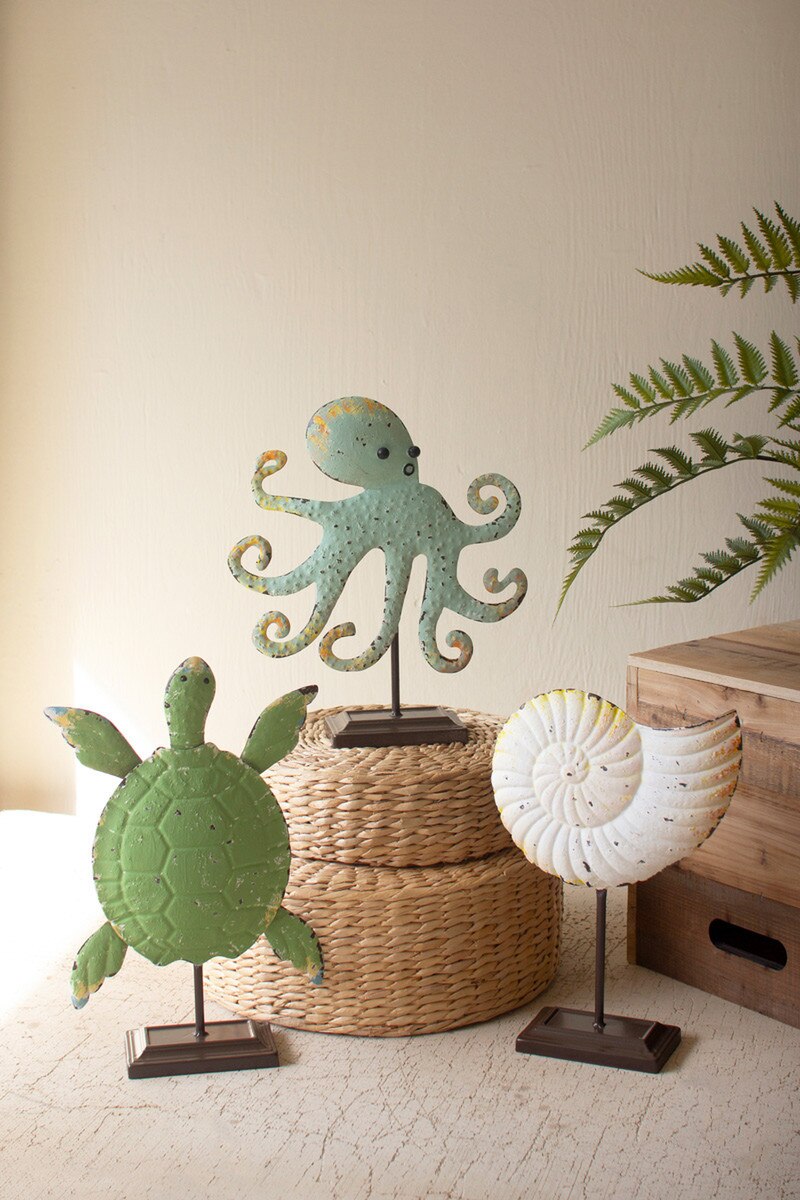 CMN1663 Painted Coastal Sea Creatures, Multi Color - Set of 3