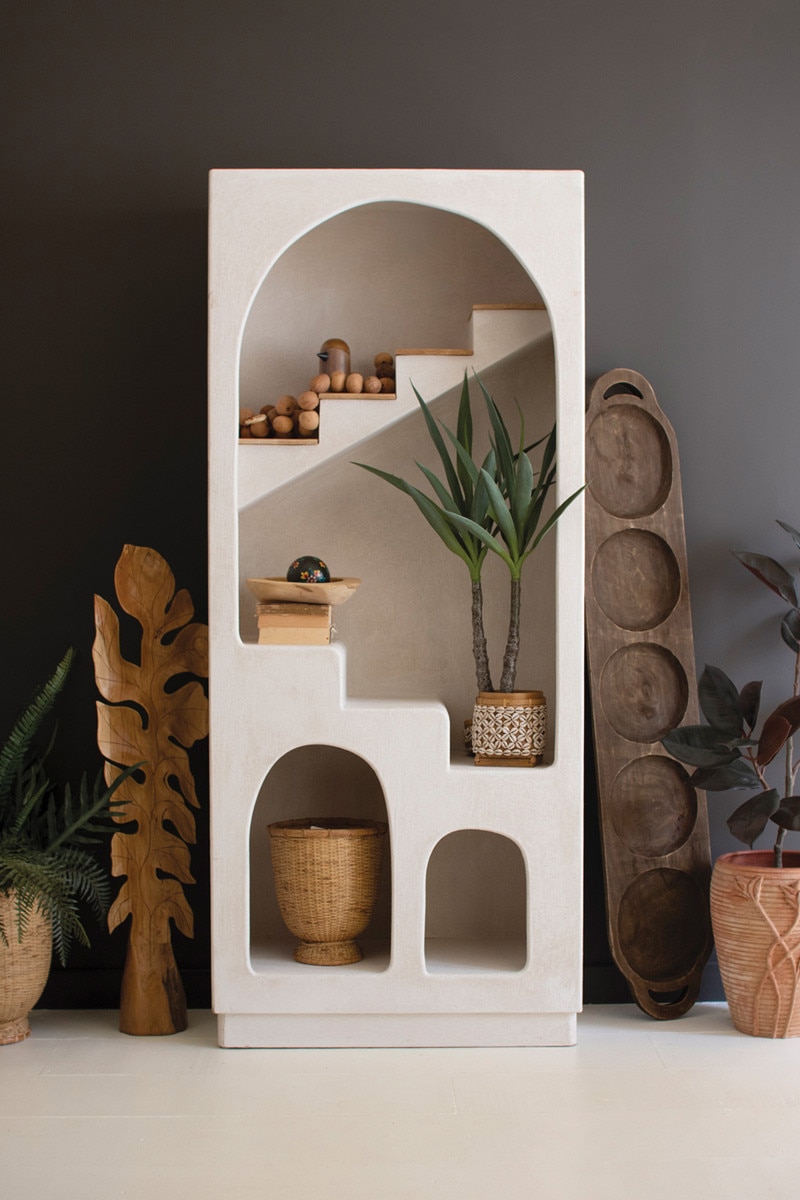 CSHJ1000 Textured Arched Shelving Unit with Stairs, Multi Color