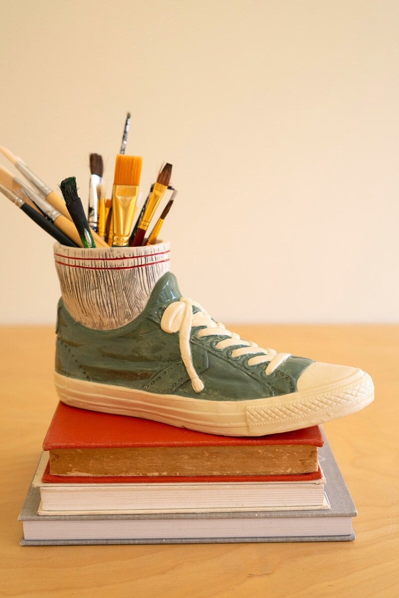 CTEN1003 Ceramic Sneaker with Socks Vase, Multi Color