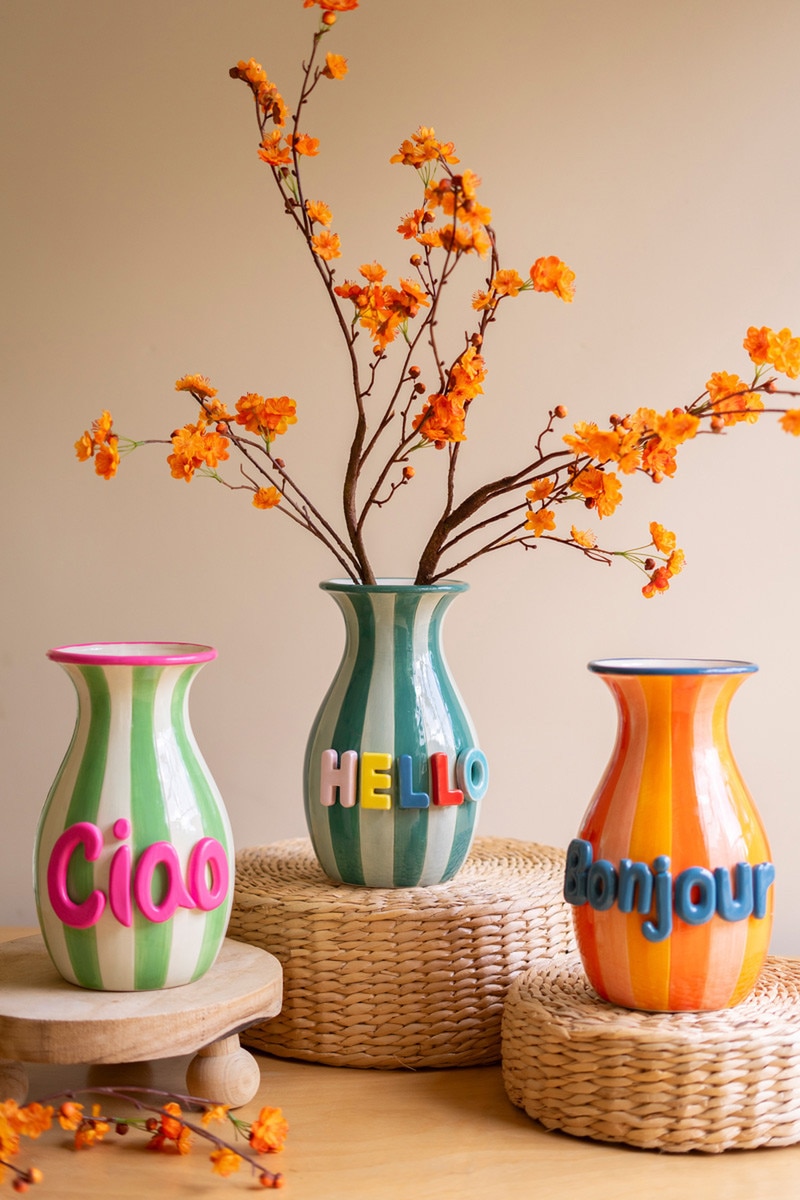 CTEN1004 Ceramic Hello Vases, Multi Color - Set of 3