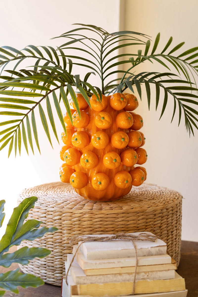 CXNY1061 Ceramic Oranges Cluster Vase, Orange