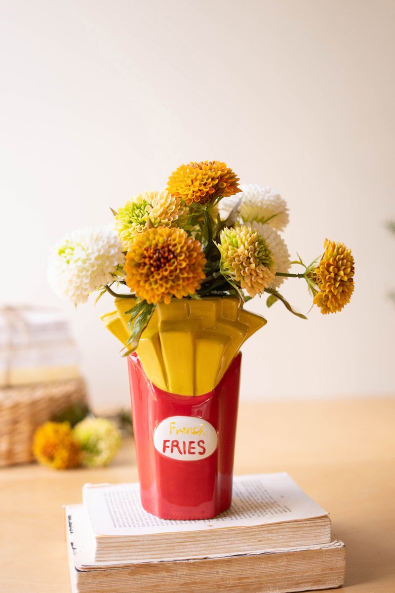 CXNY1068 Ceramic French Fries Vase, Multi Color
