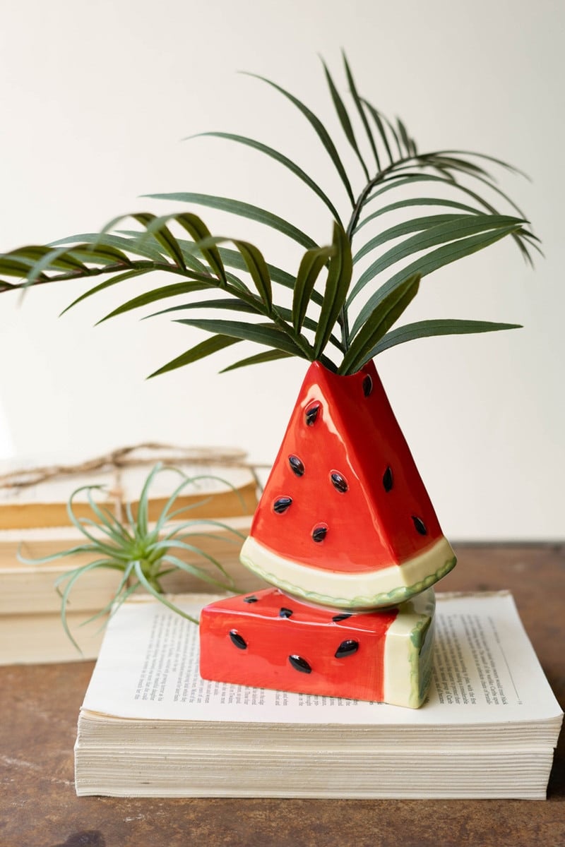 CXNY1072 Ceramic Watermelon Bud Vase, Multi Color