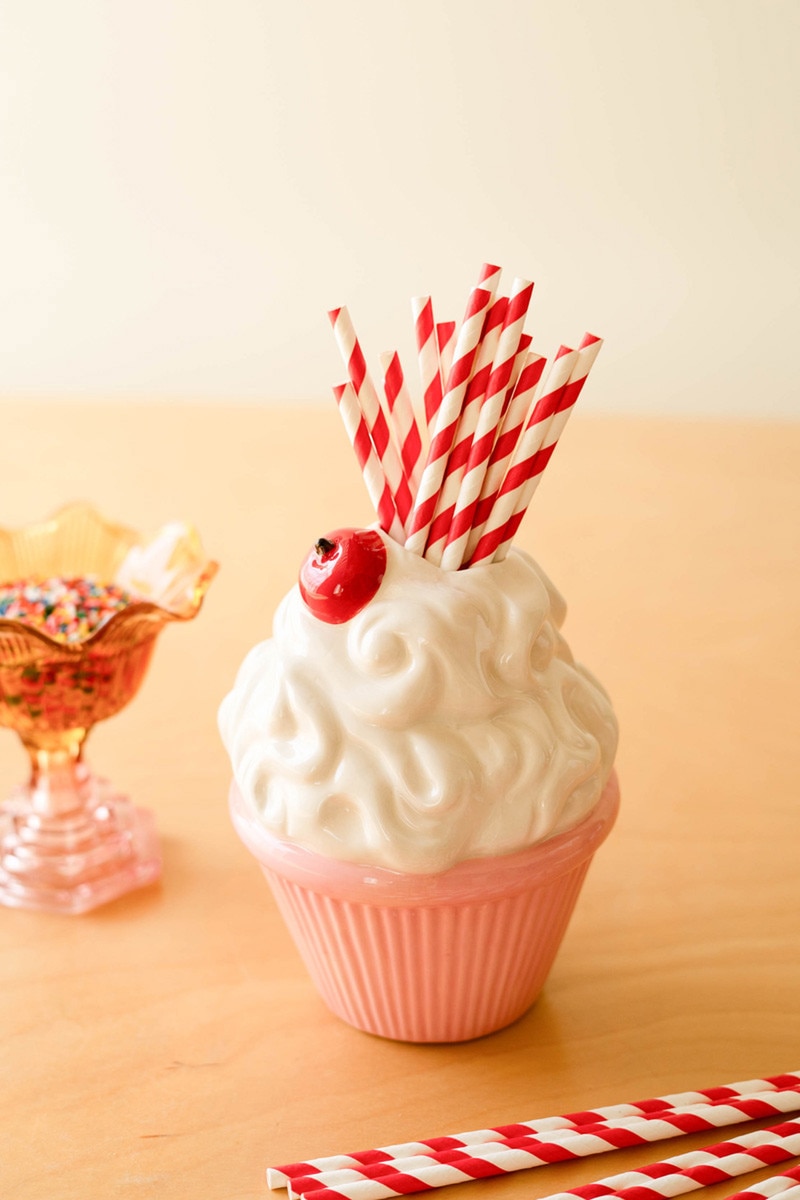 CXNY1076 Ceramic Pink Cupcake Vase, Multi Color