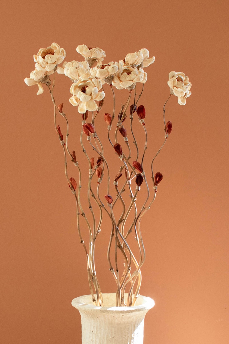 DEX1003 3.5 x 56 in. Cornhusk Magnolia Botanicals on Bamboo Stem Decorative Floral Arrangement, Multi Color