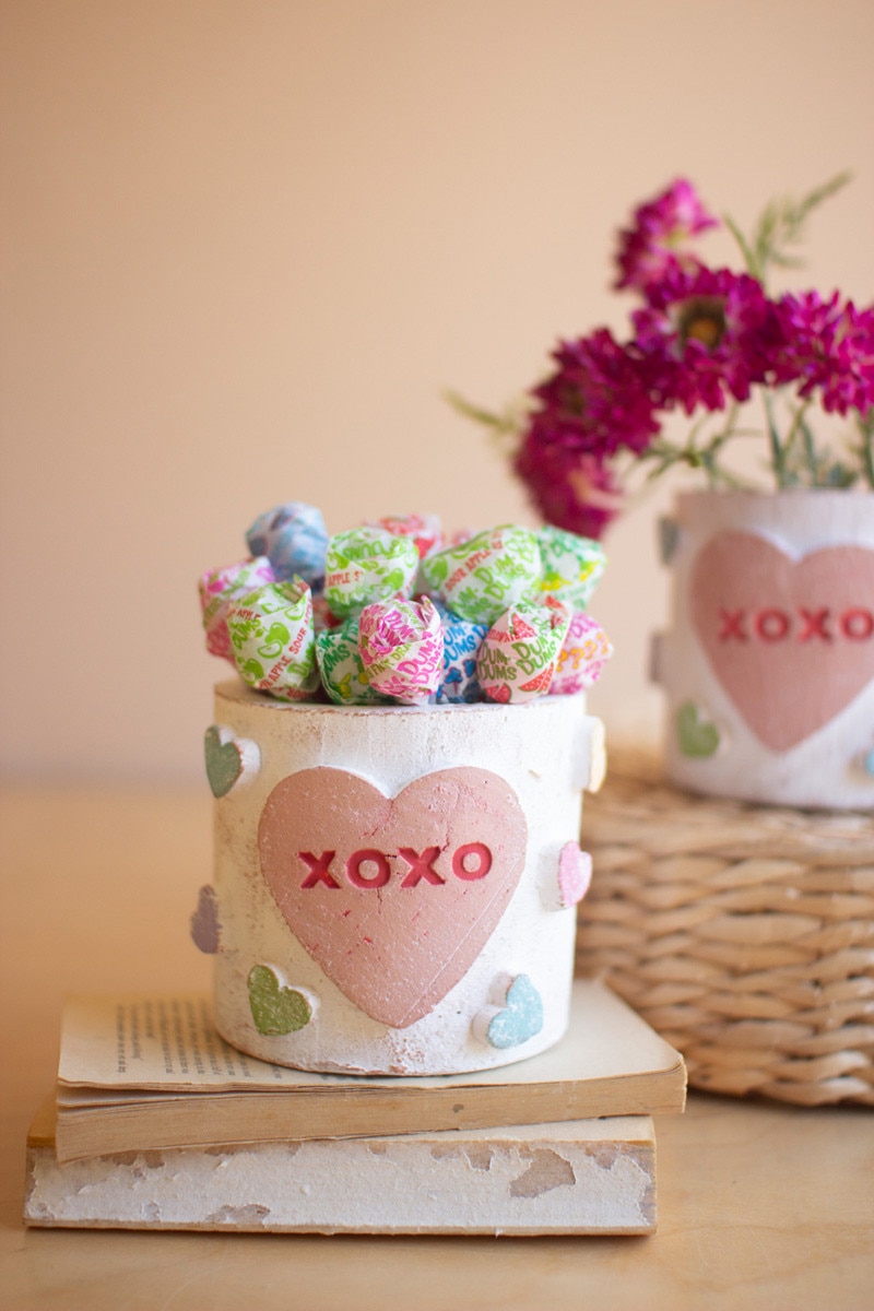 Picture of Kalalou H4690 Hand Carved Heart Clay Valentine Container, Multi Color