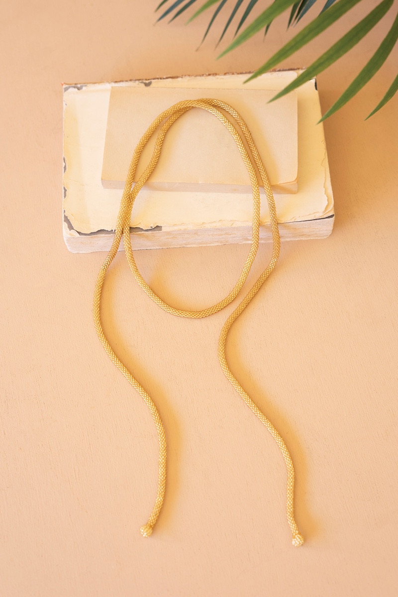 NBB1027 Plain Seed-Beaded Lariat, Gold