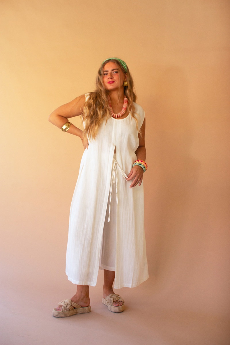 NELL1138 Elastic and Button Closure Waist Cotton Pants