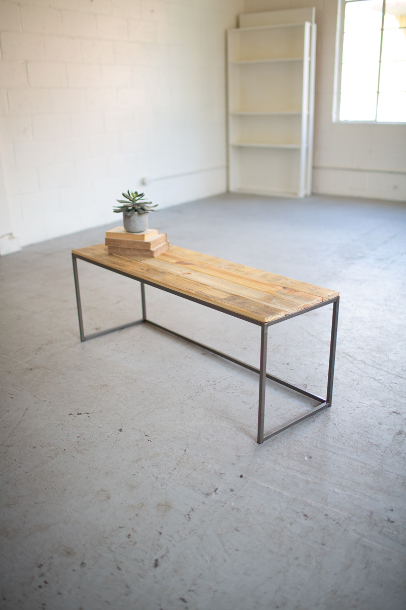 Picture of Kalalou CQ7427 48 x 16 x 18 in. Iron & Recycled Wood Bench