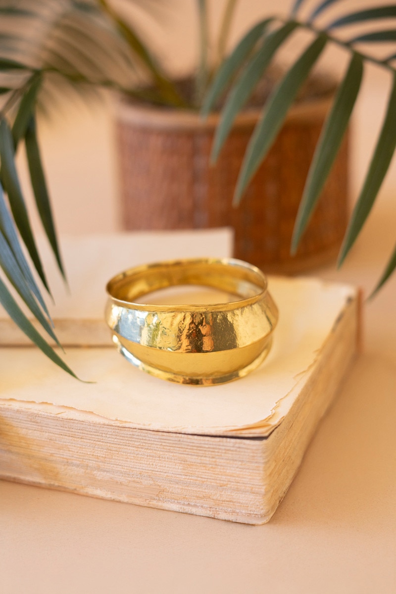 NGRA1177 Ridged Tone Bangle, Gold