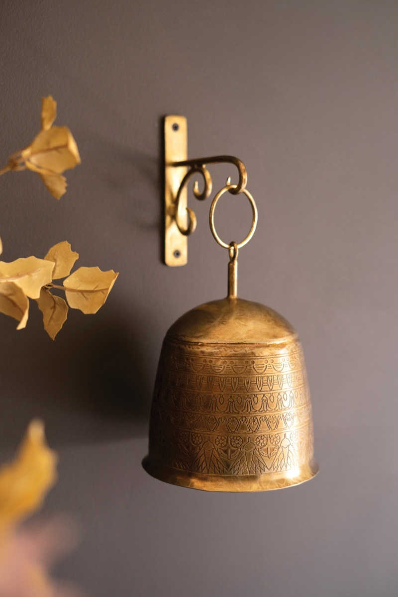 NMAN1147 Antique Brass Bell & Wall Decorative Bracket, Gold