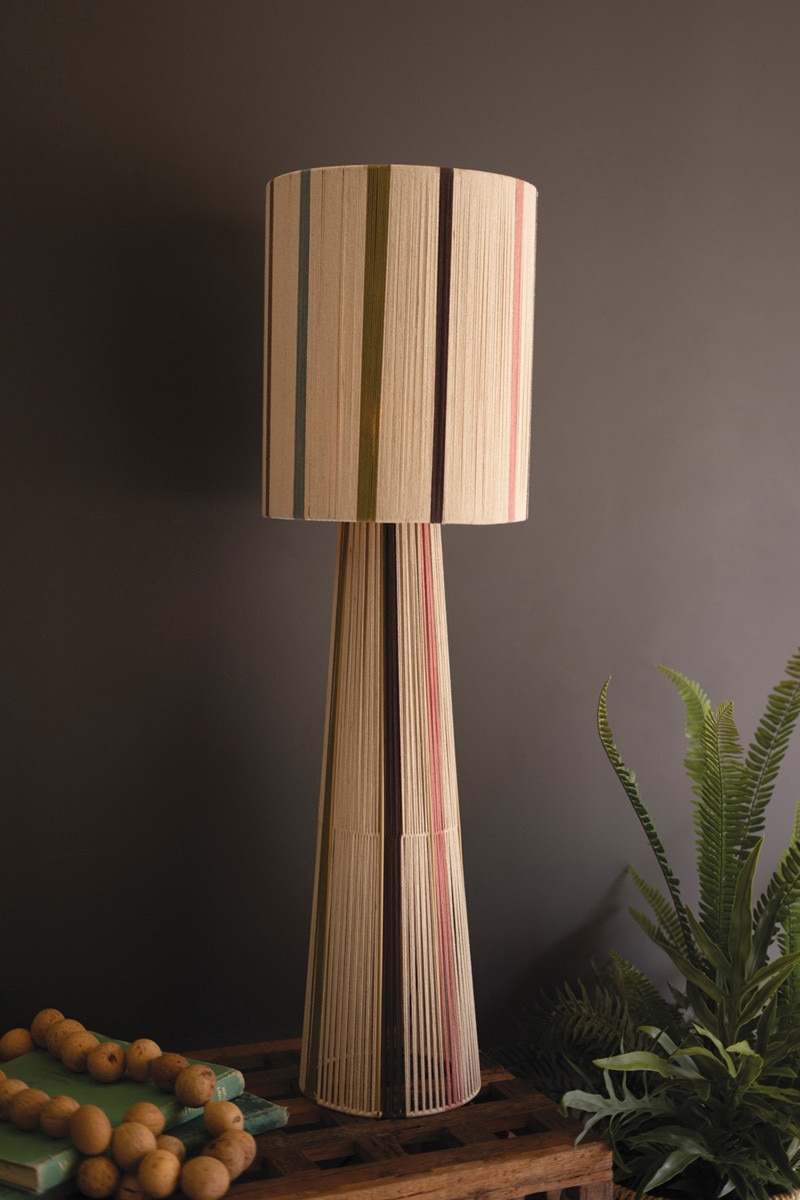 NNL2778 Striped String Table Lamp with Shade, Multi Color