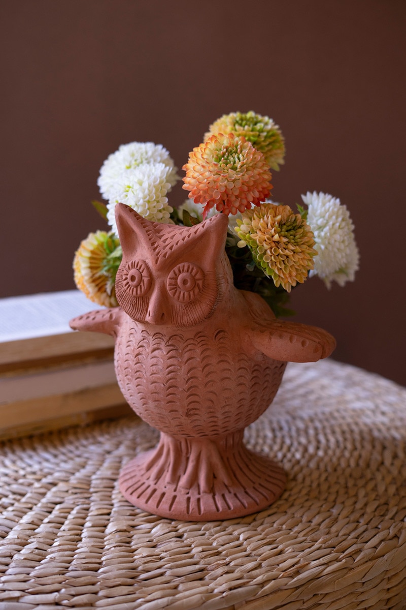 NSKY1003 Terracotta Owl Planter, Orange