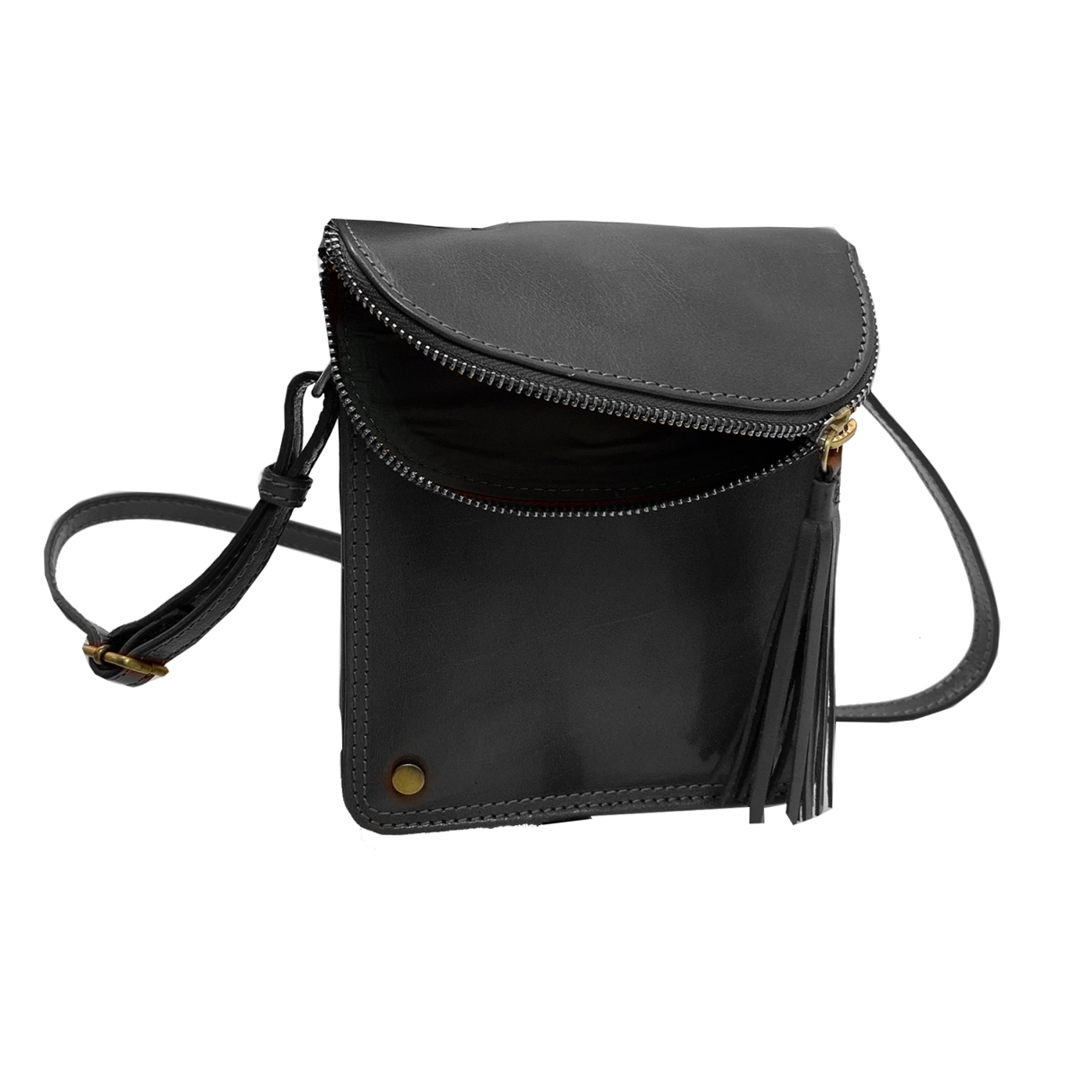 HDK759 6 x 1.25 x 7 in. Mobile Leather Xbody Bag, Black -  Hadaki