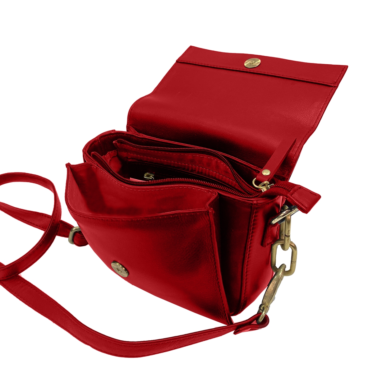 HDK761-FRD Diana Flap Crossbody Bag, Fiery Red -  Hadaki