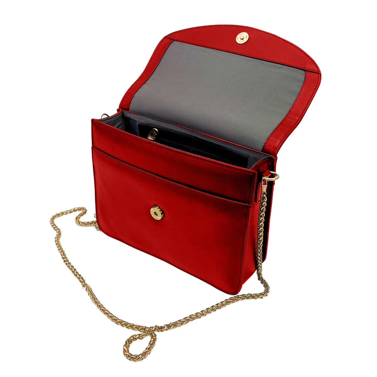 HDK763-FRD Coya Flap Chain Bag, Fiery Red -  Hadaki